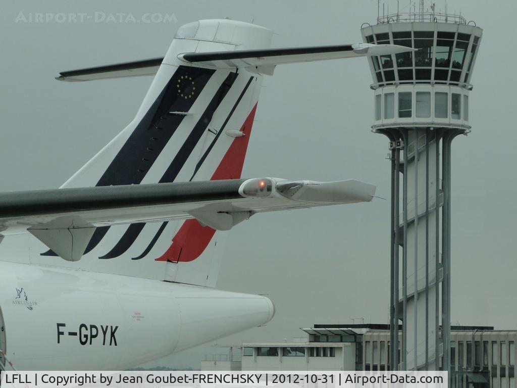 Lyon Saint-Exupéry Airport (formerly Satolas Airport), Lyon France (LFLL) - tower with ATR Airlinair