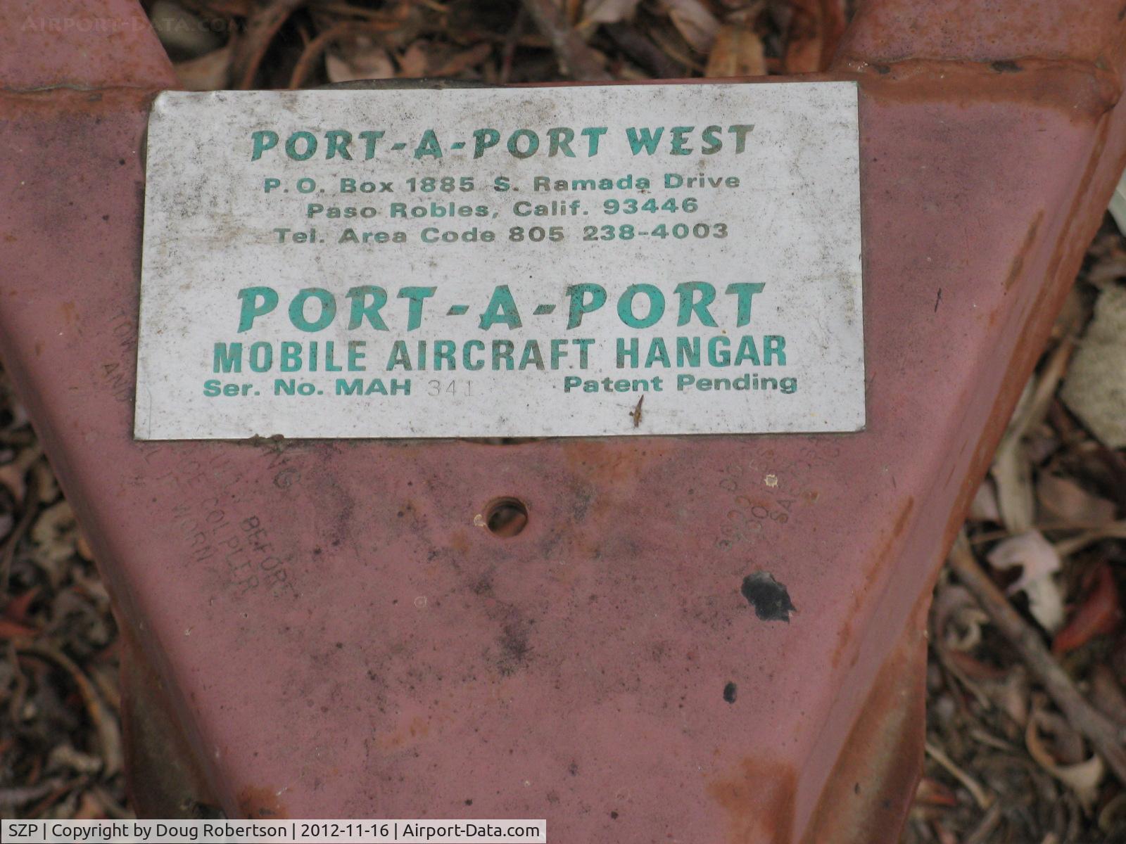 Santa Paula Airport (SZP) - PORT-A-PORT Mobile Aircraft Hangar, data on it's trailer hitch