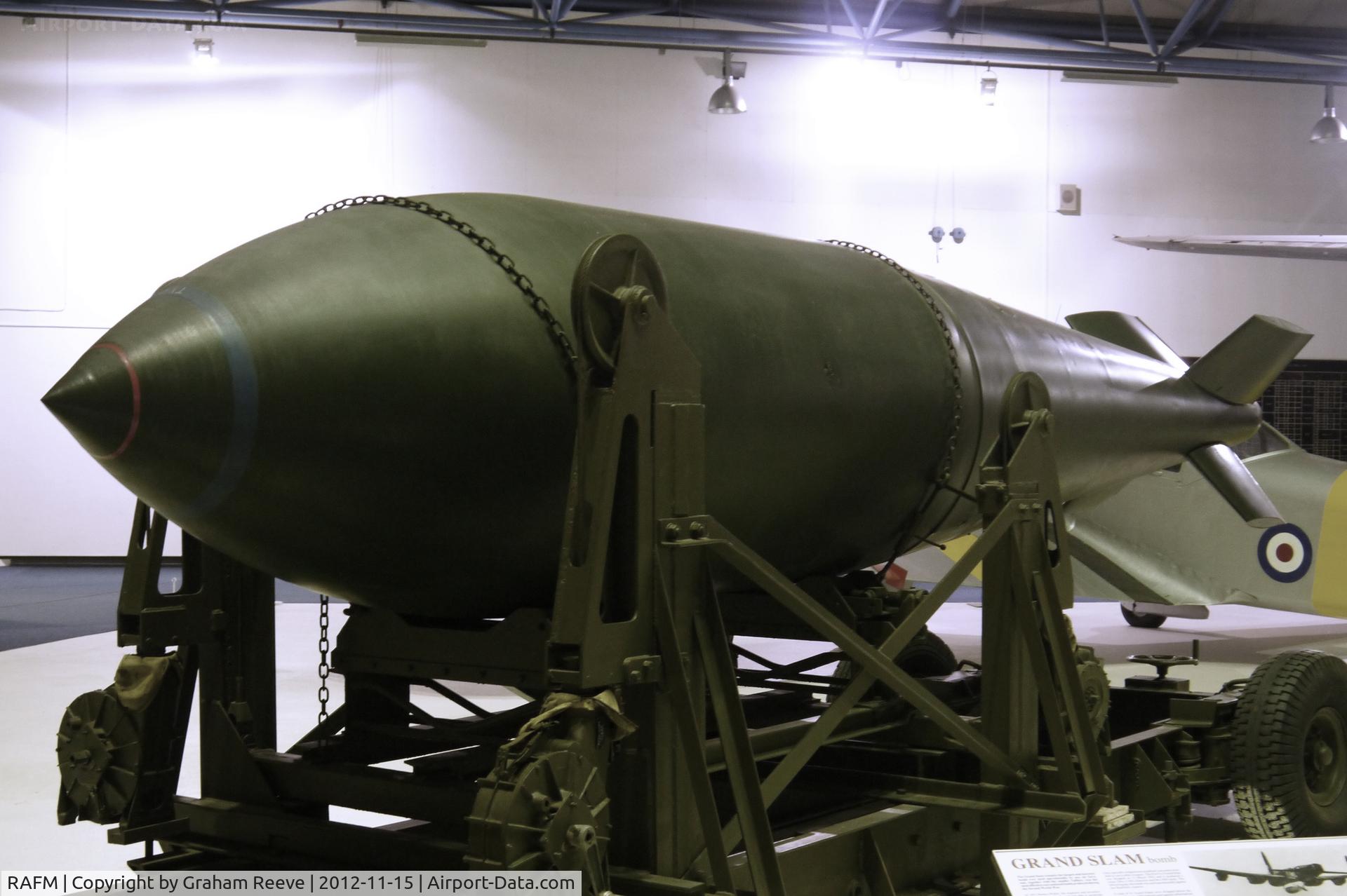 RAFM Airport - Grand Slam bomb on display at the Royal Air Force Museum, Hendon.