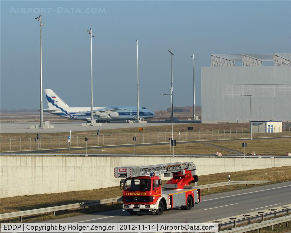 Leipzig/Halle Airport, Leipzig/Halle Germany (EDDP) - A different view on northern airport area: New AN 124 hangar next to Autobahn A 14 is in use now!