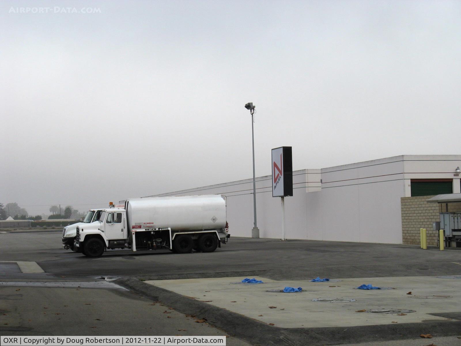 Oxnard Airport (OXR) - New fuel supplier-AVFUEL replaced BP Fuel at Golden West Aviation fuel dock for 100LL. Jet-A and Jet-A-Prist. Foggy day.