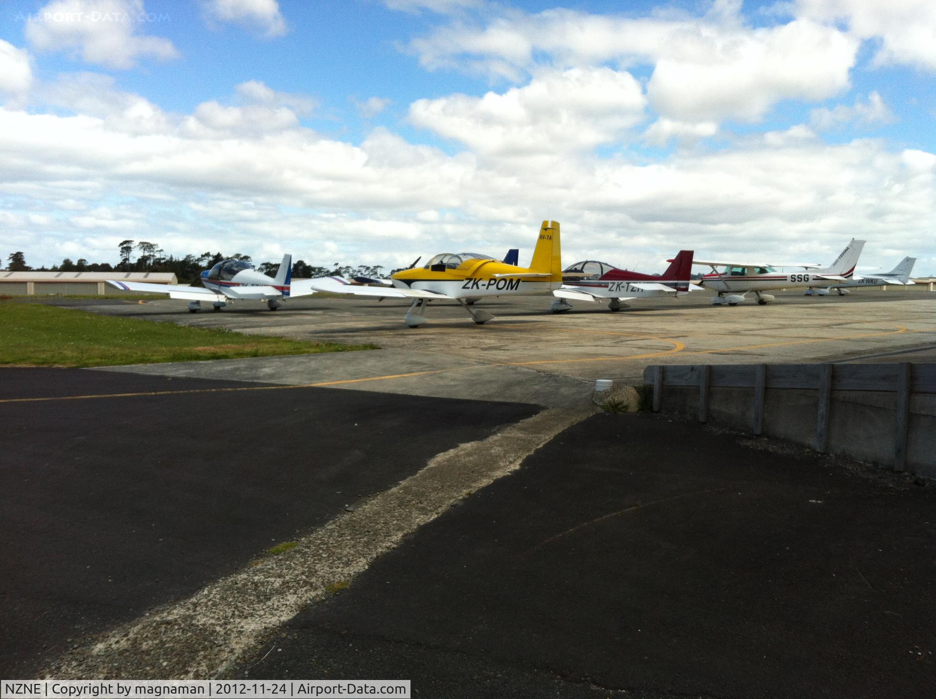 North Shore Aerodrome Airport, Auckland New Zealand (NZNE) - Flying club apron