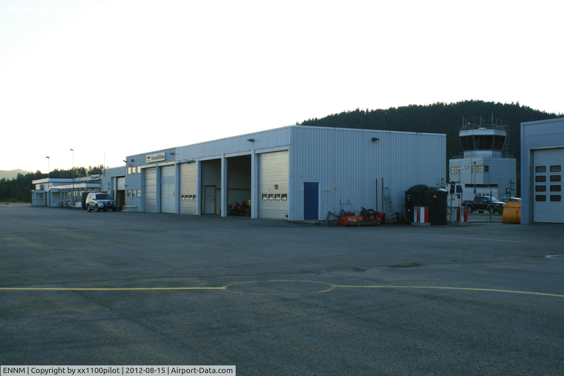 Namsos Airport, Namsos, Nord-Trøndelag Norway (ENNM) - Terminal building is to the left. 