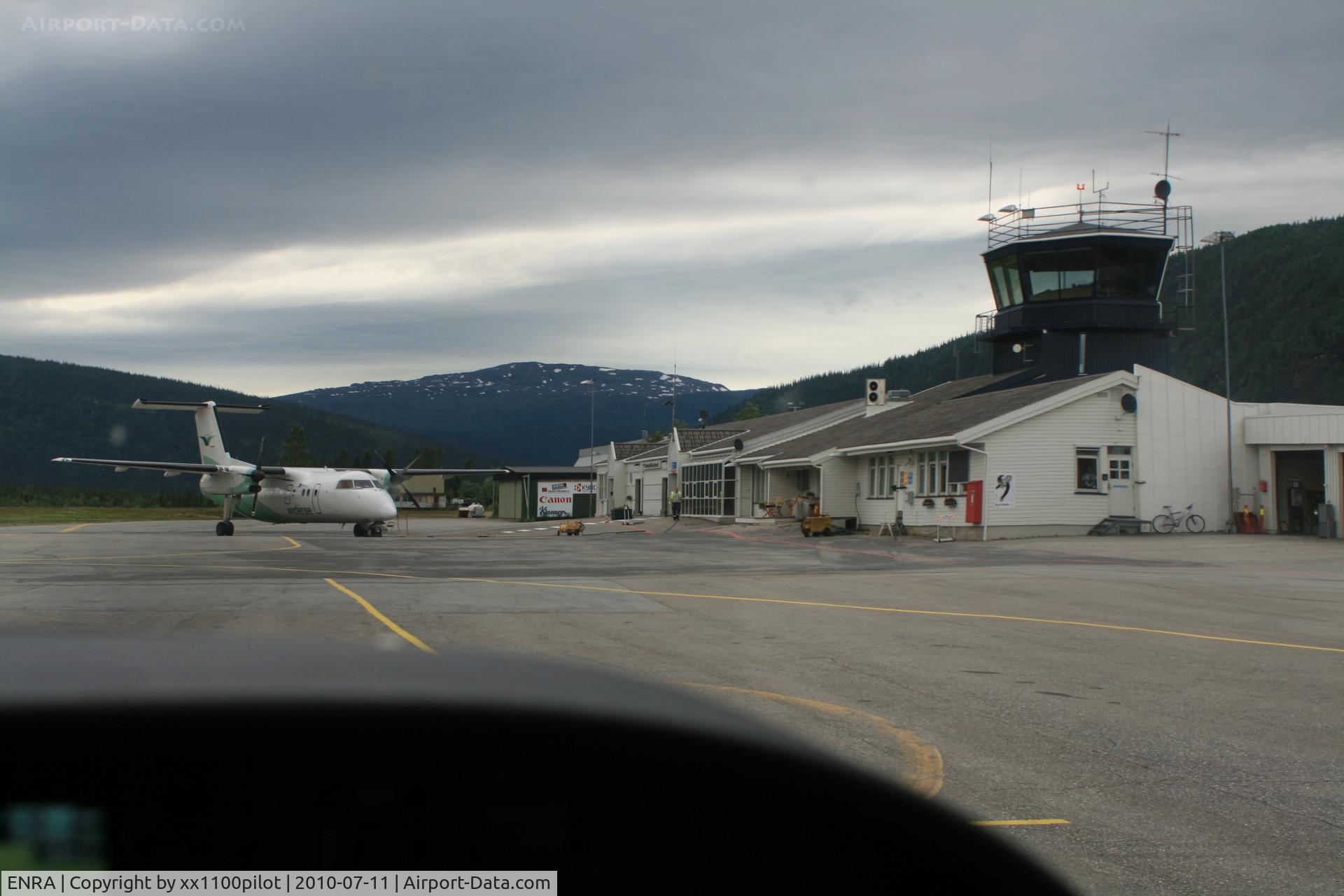 Mo i Rana Airport, Røssvoll, Mo i Rana, Nordland Norway (ENRA) - Terminal and tower buildings. Sceduled fligts by Wideröe. 