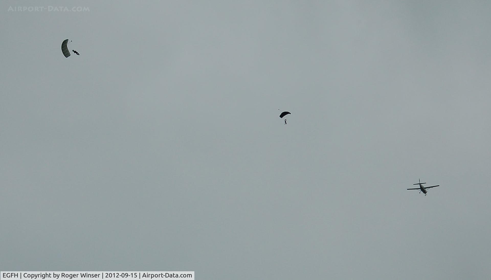 Swansea Airport, Swansea, Wales United Kingdom (EGFH) - Hop and pop from 3500 feet out of Skydive Swansea's aircraft G-SYLV.