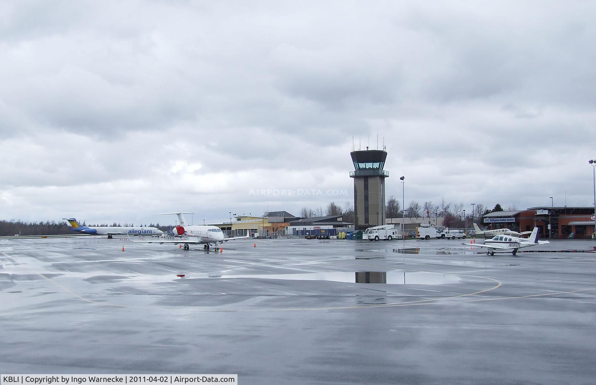 Bellingham International Airport (BLI) - apron and tower at Bellingham Intl. Airport