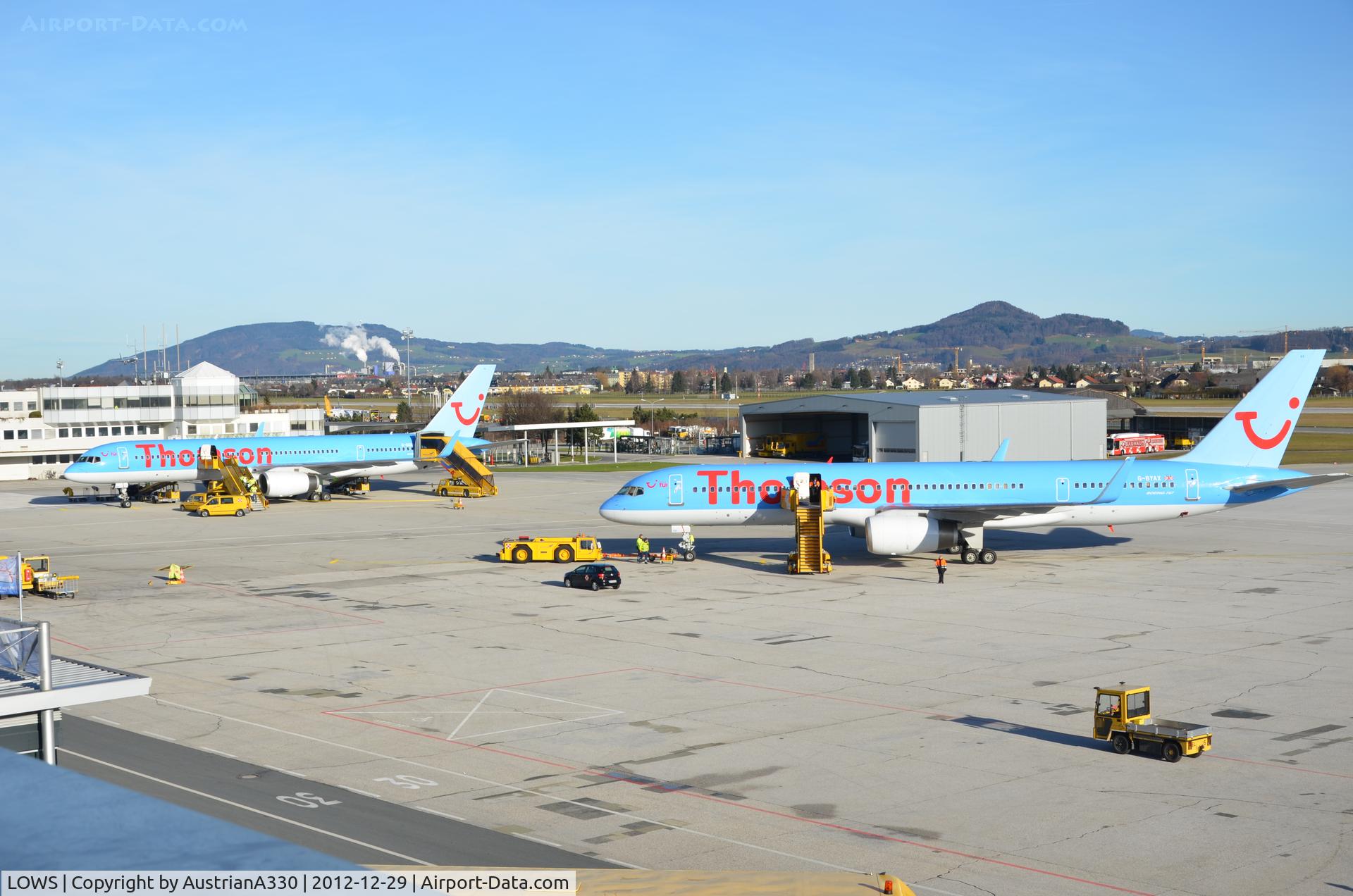 Salzburg Airport, Salzburg Austria (LOWS) - Two Thomson Boeing 757 parked at Salzburg airport...