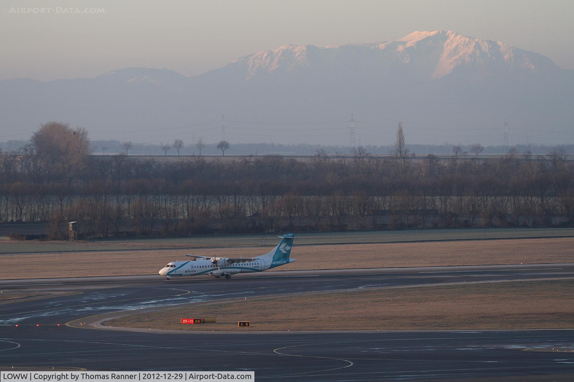 Vienna International Airport, Vienna Austria (LOWW) - nice sunrise with the mountain 'Schneeberg' in the background