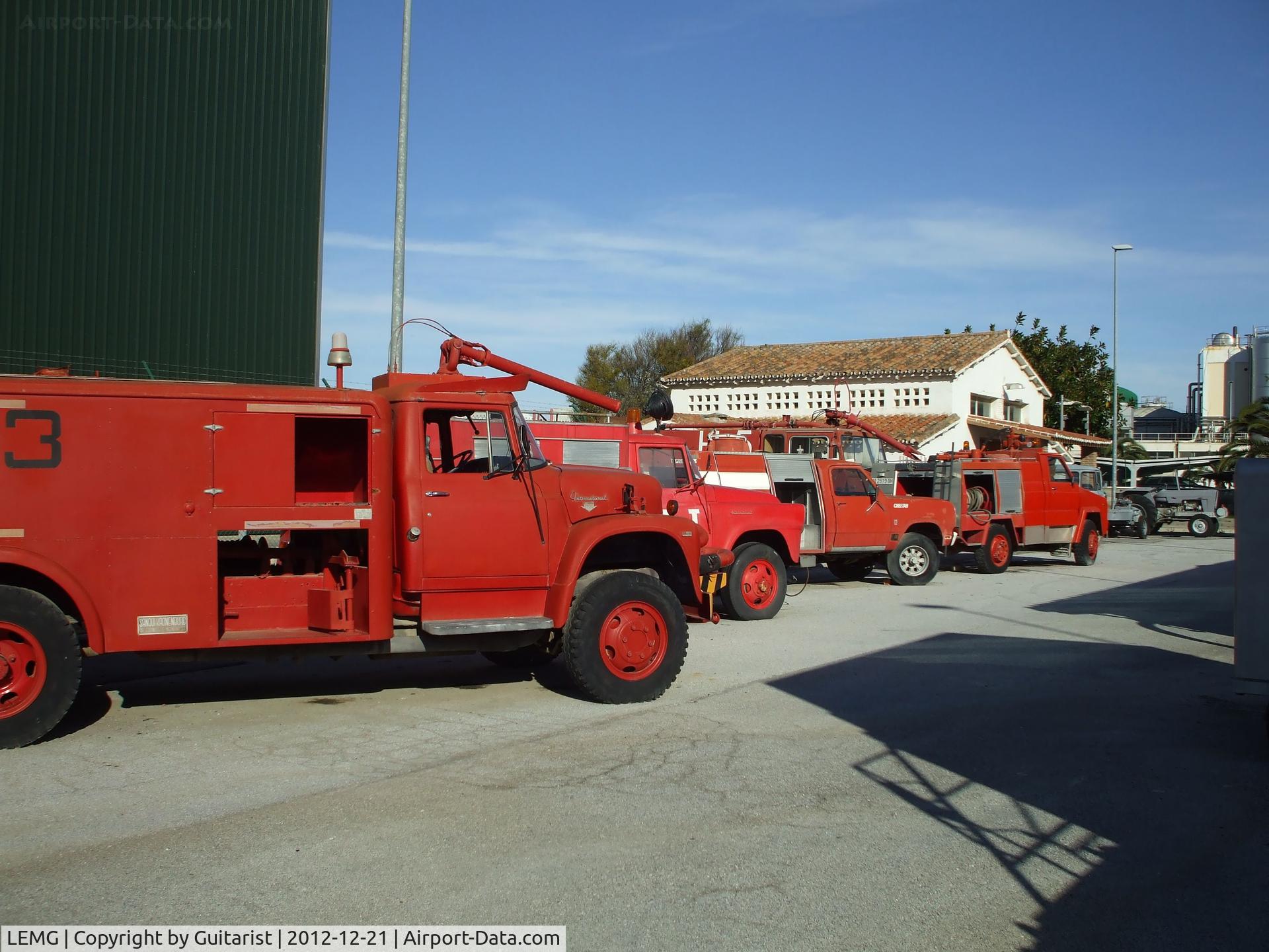Málaga Airport, Málaga Spain (LEMG) - Malaga airport's old fire engines all lined up. 