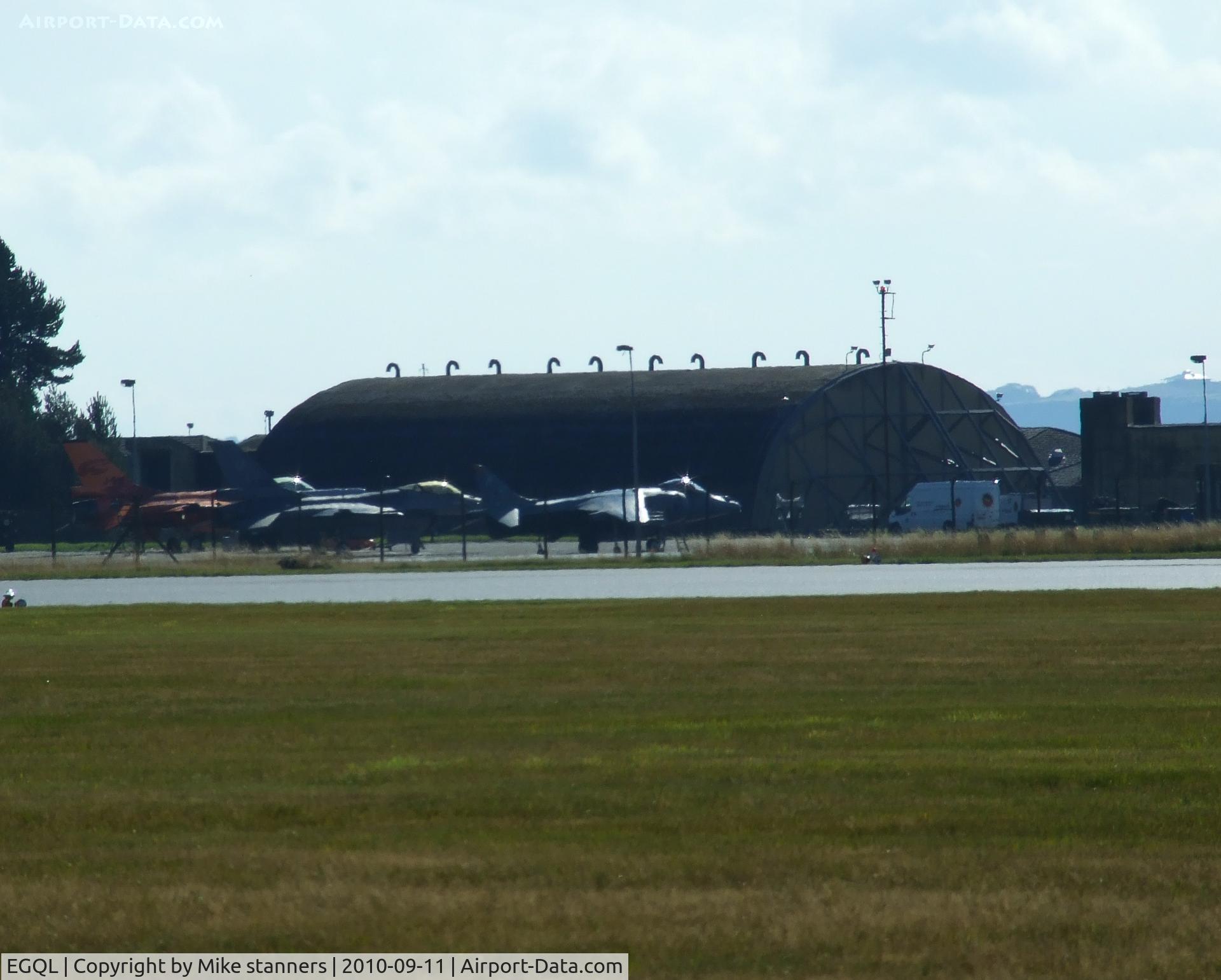 RAF Leuchars Airport, Leuchars, Scotland United Kingdom (EGQL) - F-16's J-015,J-512 From 322sqn & 4sqn Harrier GR.9 ZD321 On the flightline at 111sqn's HAS Complex