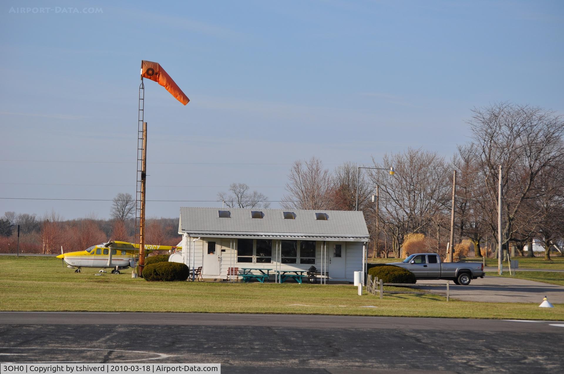 Andy Barnhart Memorial Airport (3OH0) - The Clubhouse and windsock at Andy Barnhart Memorial Airport, New Carlisle, OH USA