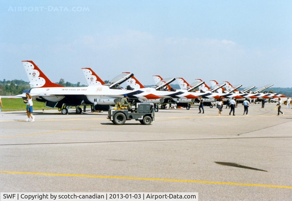 Stewart International Airport (SWF) - US Air Force Thunderbird F-16A Fighting Falcons at the 1989 Stewart International Airport Air Show, Newburgh, NY