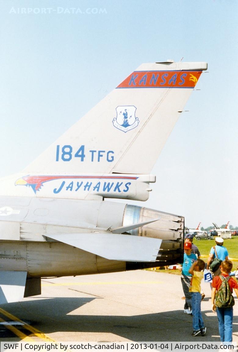 Stewart International Airport (SWF) - General Dynamics F-16A Fighting Falcon of the 184th Tactical Fighter Group, Kansas Air National Guard at the 1989 Stewart International Airport Air Show, Newburgh, NY