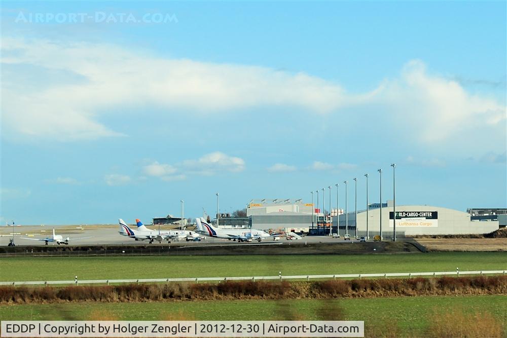 Leipzig/Halle Airport, Leipzig/Halle Germany (EDDP) - Apron 2 seen from Autobahn A 9...