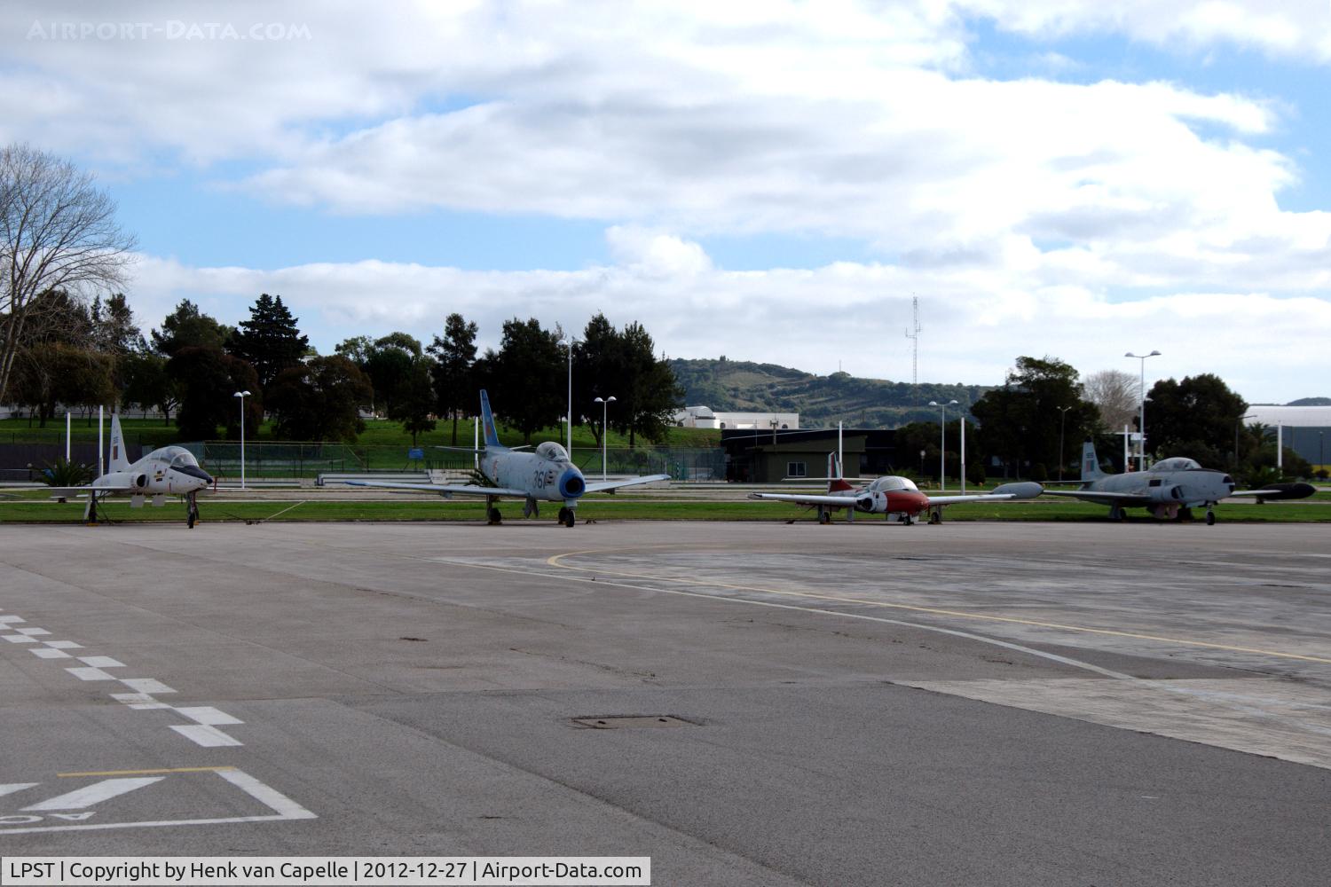 Sintra Air Base Airport, Sintra Portugal (LPST) - Aircraft of the Museu do Ar on the platform in front of its hangars at Sintra Air Base, Portugal. These are: T-38A, F-86F, T-37C and T-33A, all of the Portuguese Air Force.