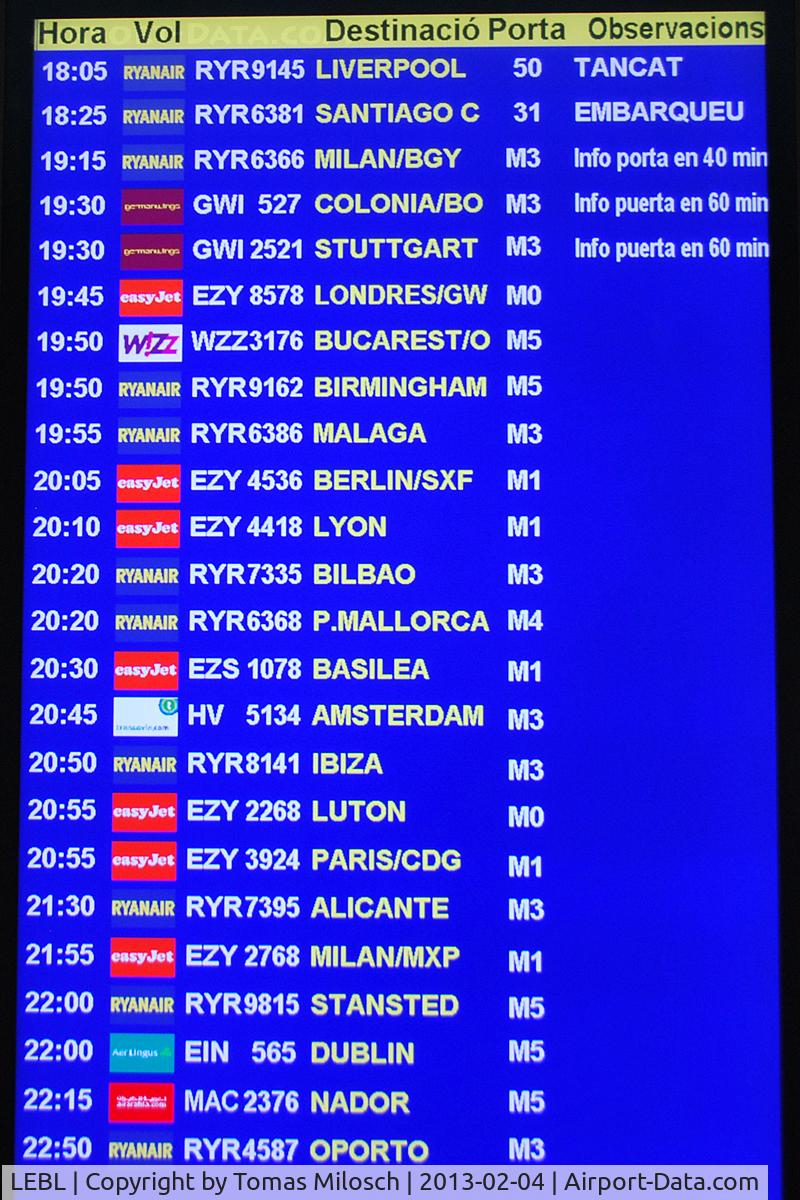 Barcelona International Airport, Barcelona Spain (LEBL) - Time-table at Terminal C