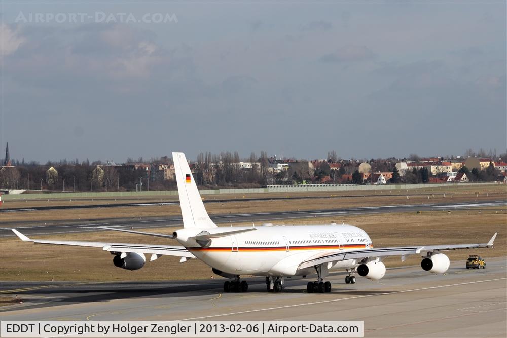 Tegel International Airport (closing in 2011), Berlin Germany (EDDT) - A potatoe bug is leading Ms. Merkel´s big air cab to holding point 26L....
