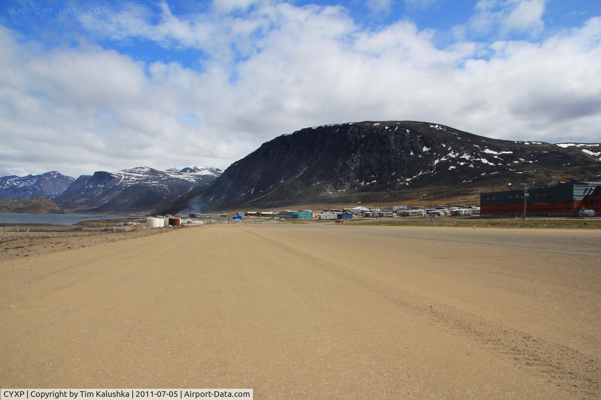 Pangnirtung Airport, Pangnirtung, Nunavut Canada (CYXP) - looking north down runway 06 at Pangnurtung