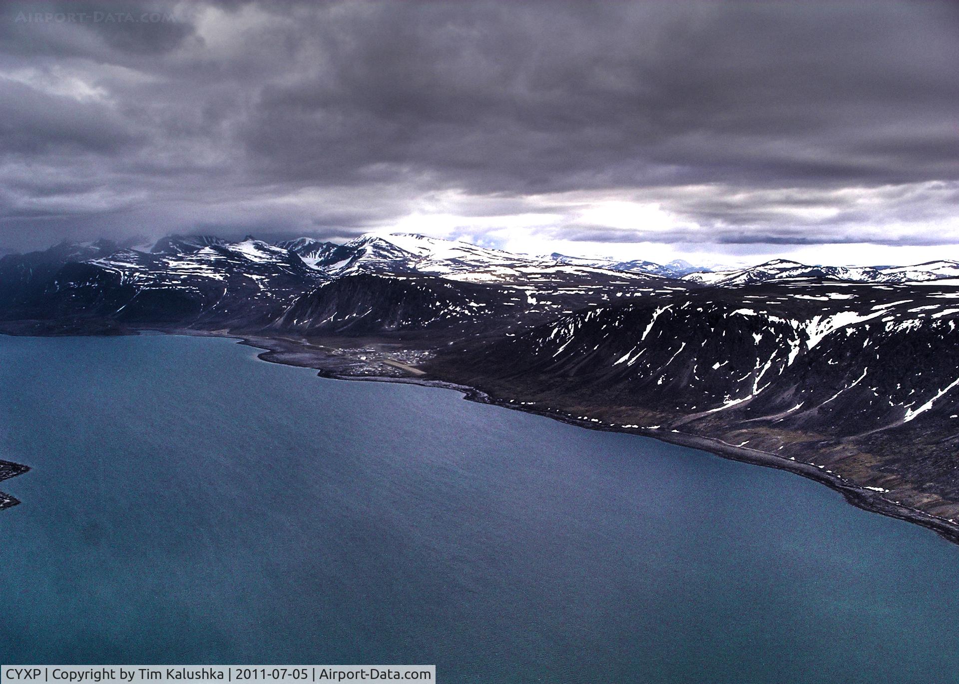 Pangnirtung Airport, Pangnirtung, Nunavut Canada (CYXP) - looking north and the airport just off to the north east.
