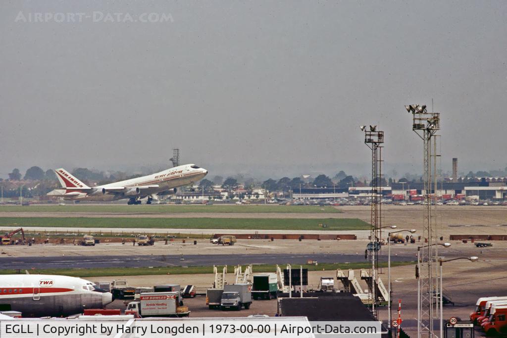 London Heathrow Airport, London, England United Kingdom (EGLL) - A 747-400, one of Air India's fleet of 6 aircraft, lifts off at Heathrow. The airports never ending alterations continue to take place in the foreground.