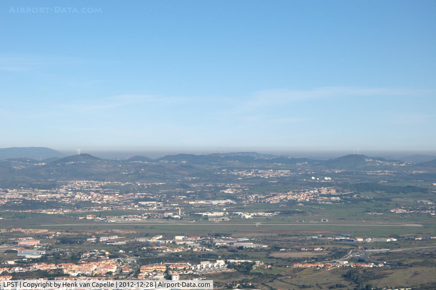 Sintra Air Base Airport, Sintra Portugal (LPST) - Sintra Air Base can be clearly seen from the famous National Palace of Pena, which is on a hilltop to the south. On the left side are the hangars containing the Museu do Ar, which is well worth a visit.