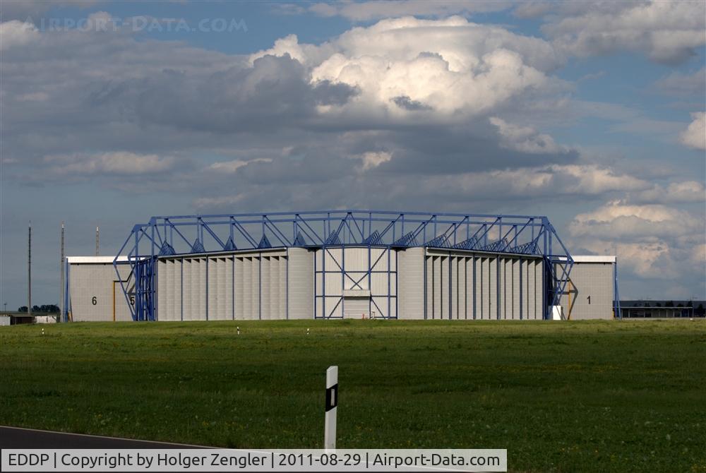 Leipzig/Halle Airport, Leipzig/Halle Germany (EDDP) - Back view of a buildung with nice german name Triebwerksprobelaufstand. Specialists use it for test runs of aircraft engines......