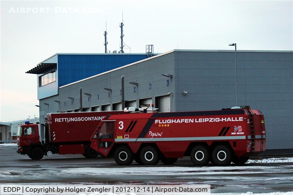 Leipzig/Halle Airport, Leipzig/Halle Germany (EDDP) - Two vehicles of airport fire station west......