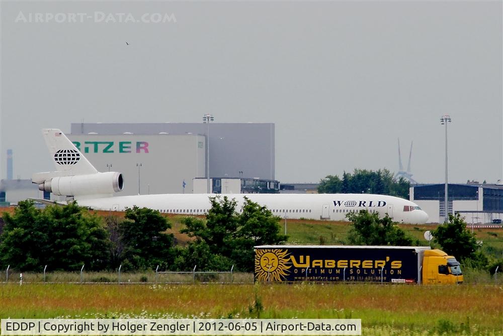Leipzig/Halle Airport, Leipzig/Halle Germany (EDDP) - View over Autobahn A 14 (in front) and taxiway November (behind).....