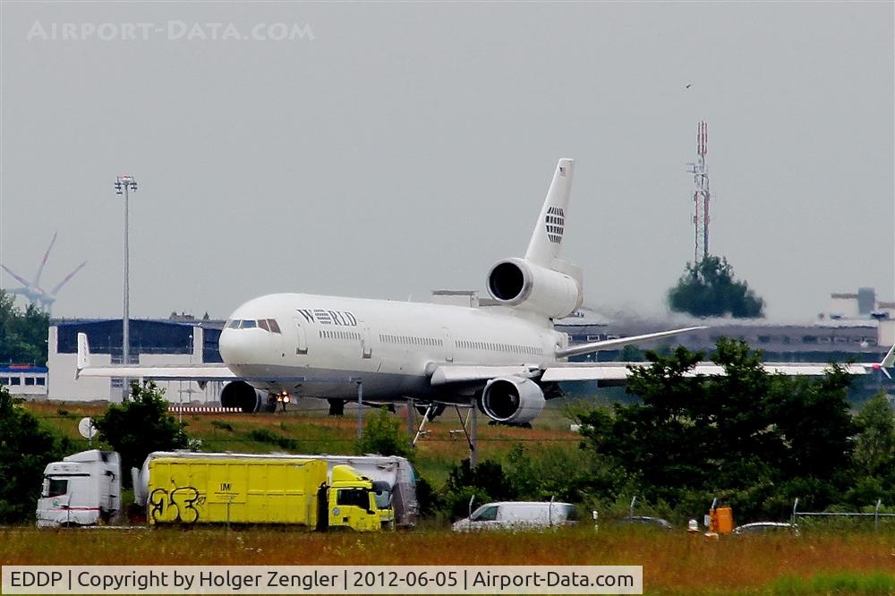 Leipzig/Halle Airport, Leipzig/Halle Germany (EDDP) - Big bird on taxiway W 1 is lining up for departure on rwy 08L...