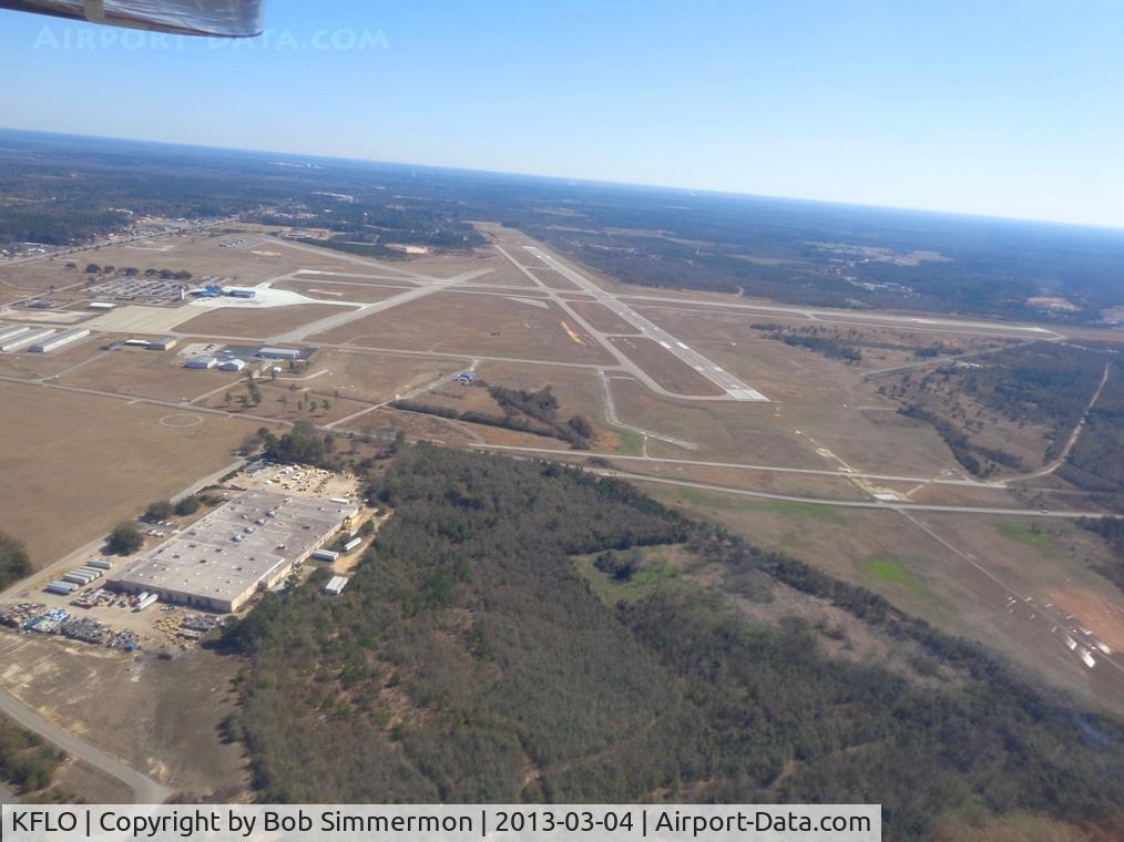 Florence Regional Airport (FLO) - In the traffic pattern, looking east.
