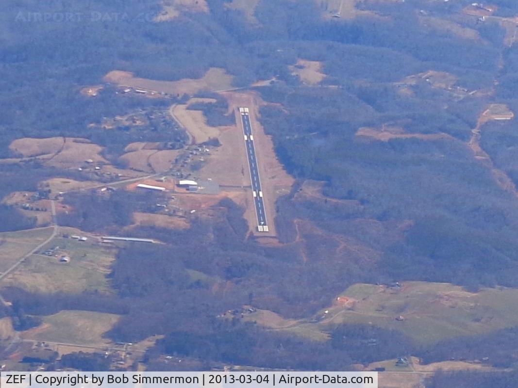 Elkin Municipal Airport (ZEF) - Looking down RWY 7 from 10,000 ft.