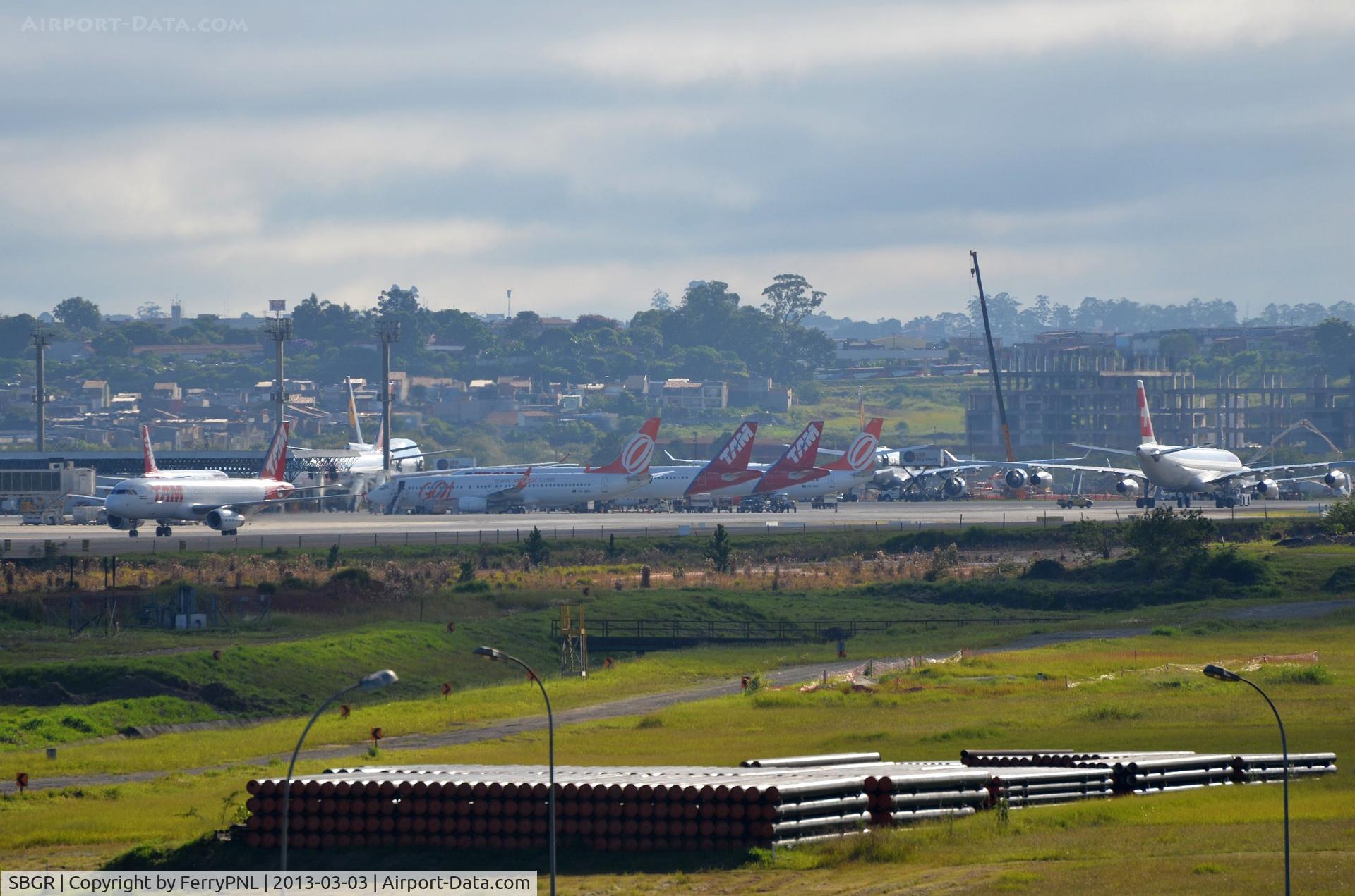 São Paulo-Guarulhos International Airport, São Paulo, São Paulo Brazil (SBGR) - GRU overview. You can see the building activities in the distance.