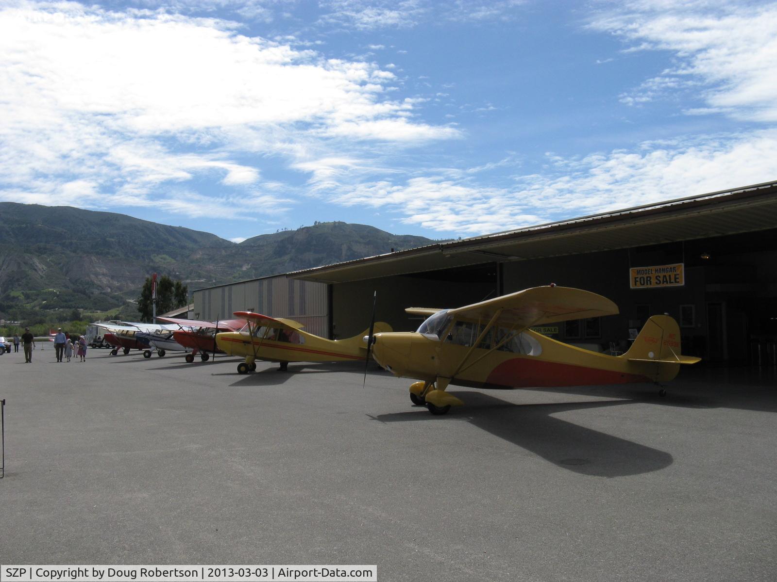 Santa Paula Airport (SZP) - First Sunday Aviation Museum of Santa Paula with five 1946 Aeronca 7AC CHAMPIONs on the museum ramp
