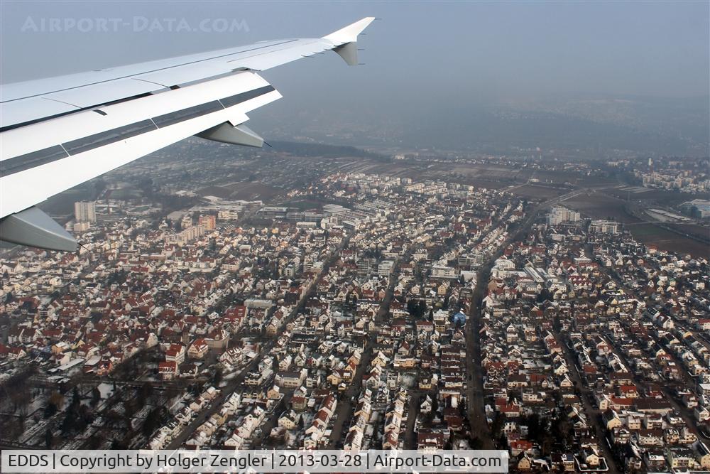 Stuttgart Echterdingen Airport, Stuttgart Germany (EDDS) - Approaching over Stuttgart, expecting landing on rwy 25....