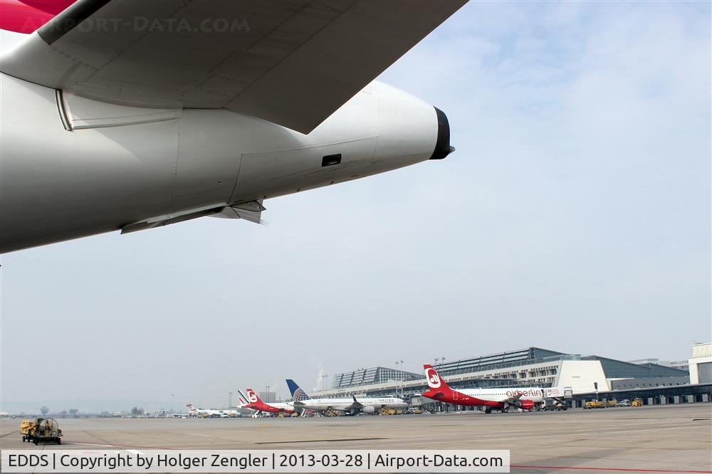Stuttgart Echterdingen Airport, Stuttgart Germany (EDDS) - Under the tail unit of a Germanwing´s A 319....