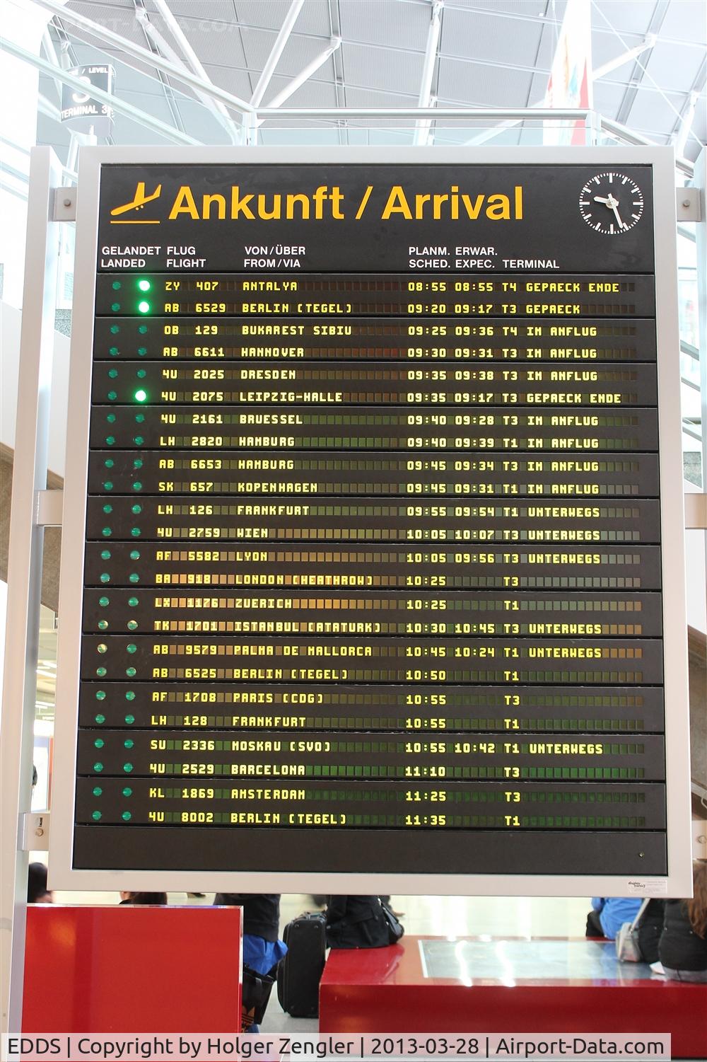 Stuttgart Echterdingen Airport, Stuttgart Germany (EDDS) - My flight? Third green light from above.....