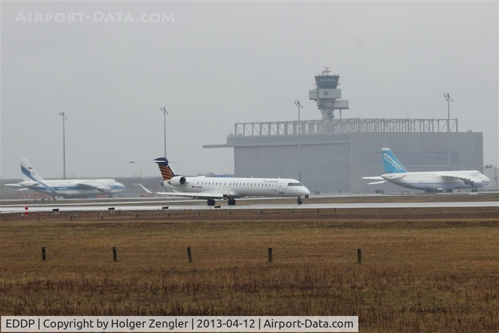 Leipzig/Halle Airport, Leipzig/Halle Germany (EDDP) - View over rwy 08L/26R to new apron 3 with AN 124 hangar...