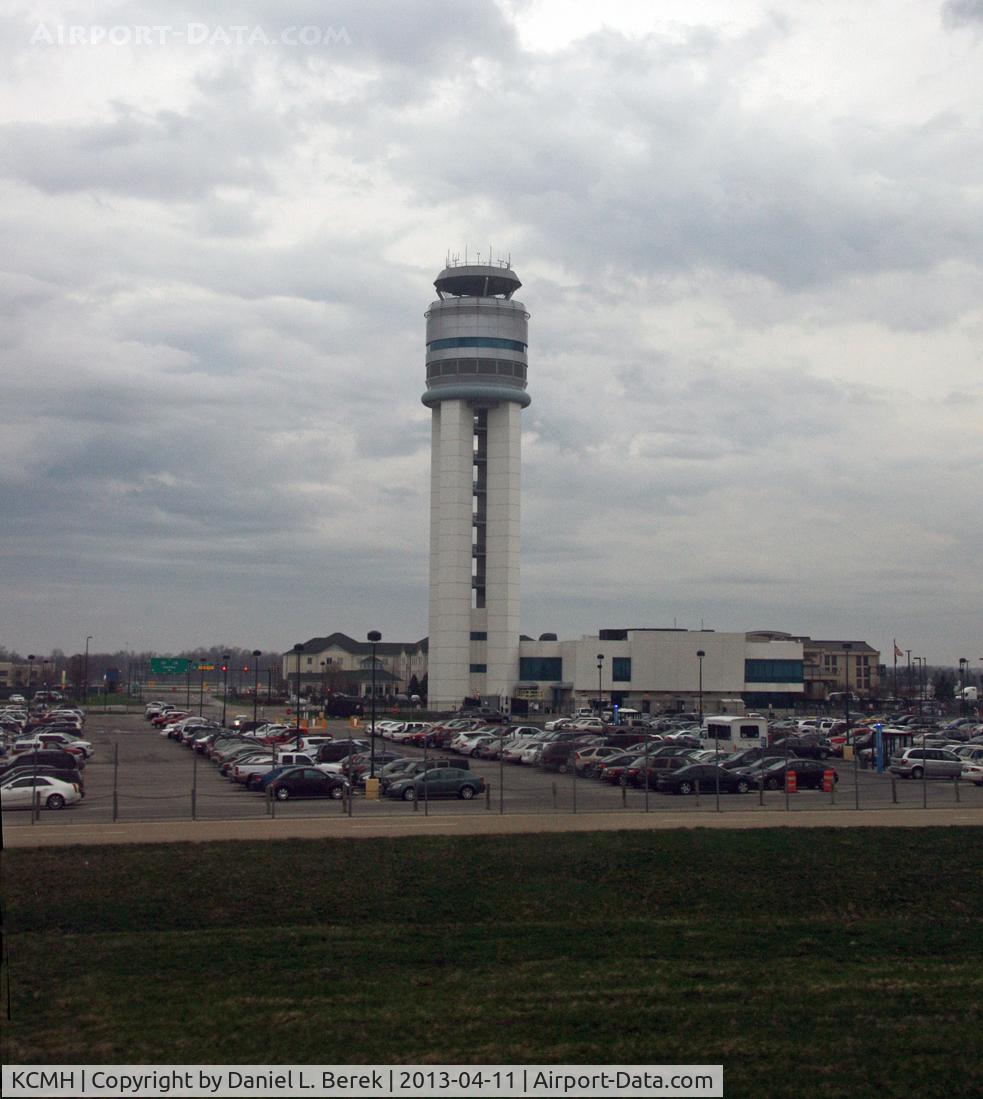 Port Columbus International Airport (CMH) - The control tower, located on the southern half of the airport, as seen from the main taxiway.