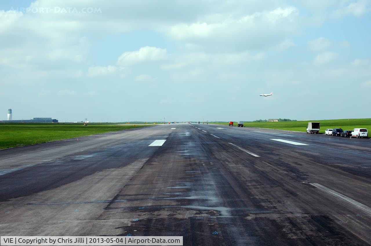 Vienna International Airport, Vienna Austria (VIE) - Runway 34 seen during resurfacing