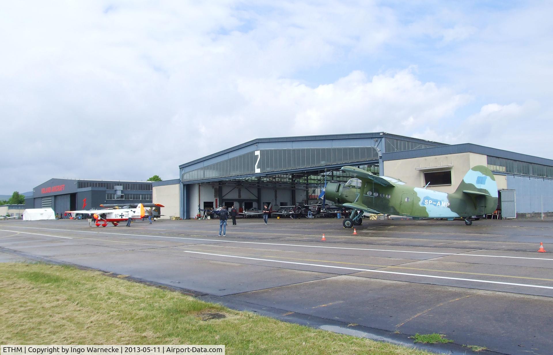Mendig Army Base Airport, Niedermendig Germany (ETHM) - No 2 hangar of the Fliegendes Museum Mendig (Flying Museum) during an open day at former German Army Aviation base, now civilian Mendig airfield 