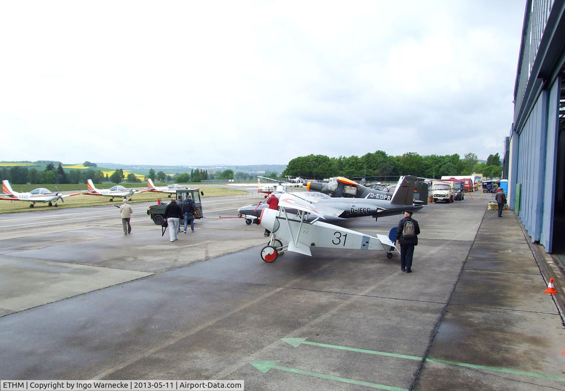 Mendig Army Base Airport, Niedermendig Germany (ETHM) - No 2 hangar of the Fliegendes Museum Mendig (Flying Museum) during an open day at former German Army Aviation base, now civilian Mendig airfield 