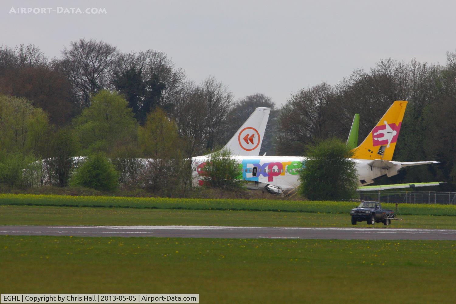 Lasham Airfield Airport, Basingstoke, England United Kingdom (EGHL) - three Boeing 737's in storage at lasham