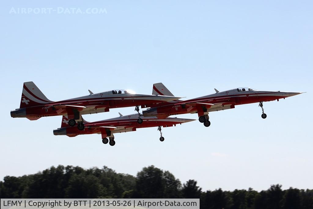 LFMY Airport - 60 years Patrouille de France : take off  F5E Tiger II Patrouille Suisse