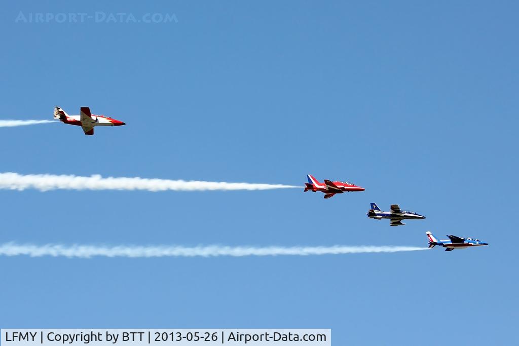 LFMY Airport - 60 years Patrouille de France : Alphajet, MB339C, Hawk, C101
