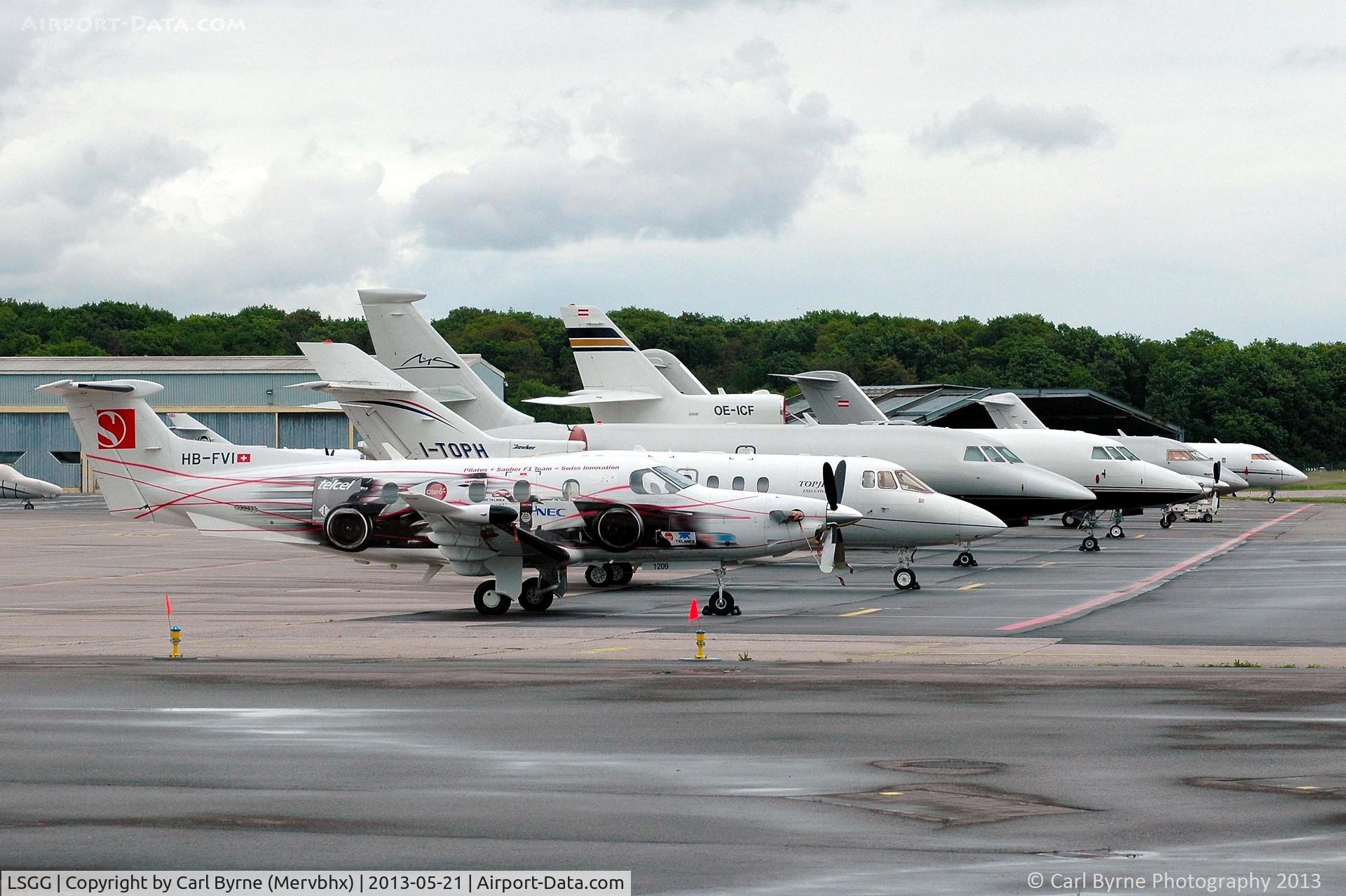 Geneva Cointrin International Airport, Geneva Switzerland (LSGG) - Some visitors for EBACE, taken from the Aerobistro.