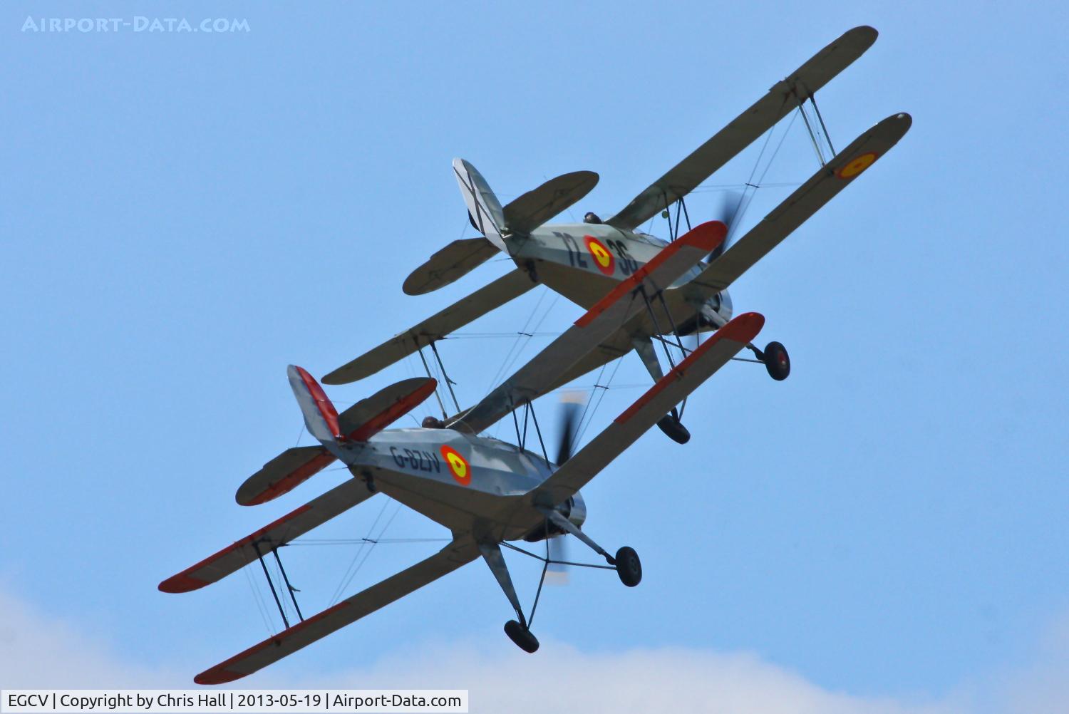 Sleap Airfield Airport, Shrewsbury, England United Kingdom (EGCV) - CASA 1-131E Jungmann's G-BZJV and G-CDJU displaying at the Vintage Aircraft flyin, Sleap