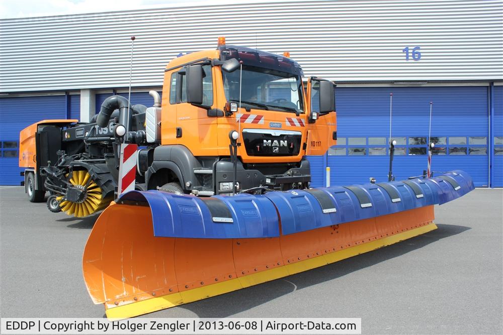 Leipzig/Halle Airport, Leipzig/Halle Germany (EDDP) - This is a Towed Jet Sweeper. He and his 3 brothers together are able to clean LEJ runways from snow within 14 minutes...