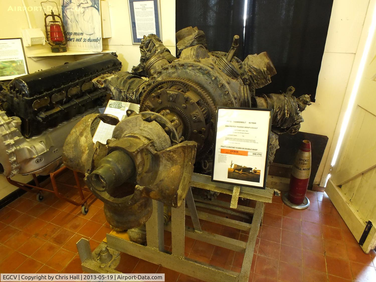 Sleap Airfield Airport, Shrewsbury, England United Kingdom (EGCV) - Pratt & Whitney R2800-59 Twin Wasp engine recovered from Republic P-47 Thunderbolt 42-74640 which crash after a mid air collision with 41-6233 at Tibberton Green Farm, Wellington, Shropshire, September 23rd 1944