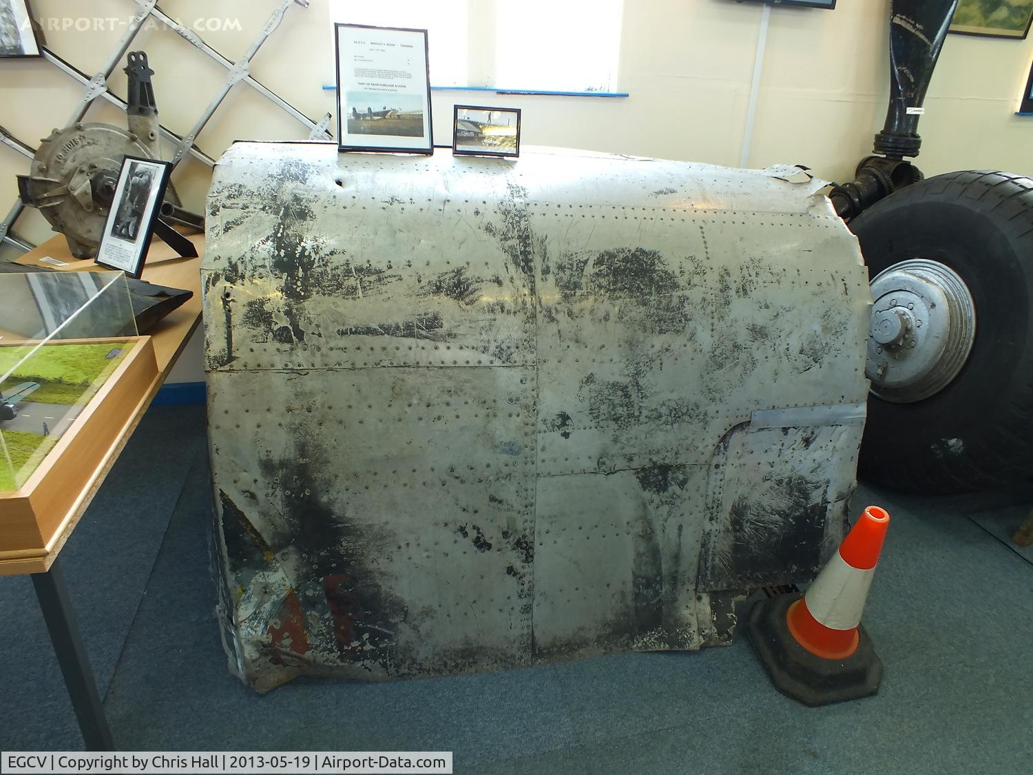 Sleap Airfield Airport, Shrewsbury, England United Kingdom (EGCV) - rear fuselage section from  Armstrong Whitworth A.W.38 Whitley BD204 which crash landed on mud flats  near Rhyl, North Wales while on a training flight, May 17th 1943