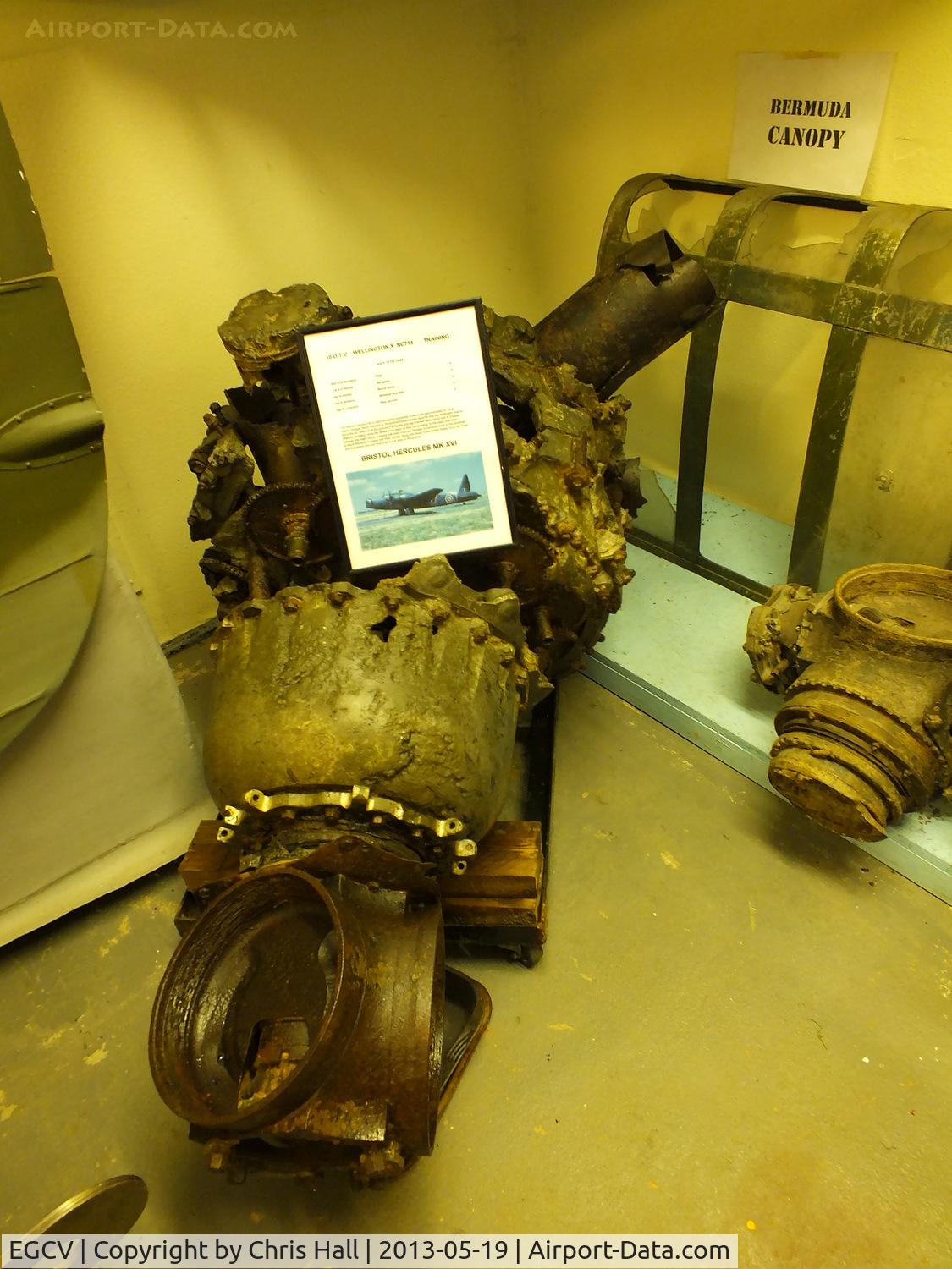 Sleap Airfield Airport, Shrewsbury, England United Kingdom (EGCV) - Bristol Hercules Mk XVI engine from Vickers Wellington  NC714 which crashed at Walton Grange, Much Wenlock, Shropshire, July 11th 1945 with the loss of all  5 crew members